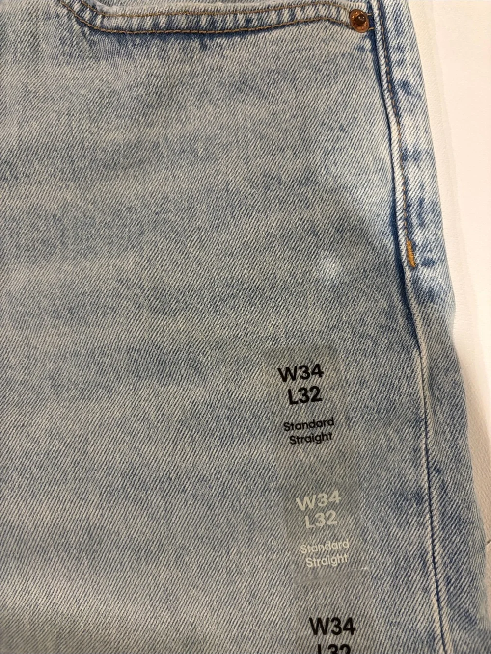Calvin Klein Light Wash Denim Jeans with Tan Leather Patch - Picture 8 of 10
